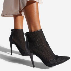 Shoe Dazzle Wanna Dance Fishnet Ankle Bootie